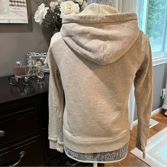 J.Crew Vintage Sherpa Lined Zip Hoodie Sweatshirt Beige Size Small - Picture 8 of 16